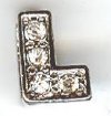 1 9mm Silver Slider with Rhinestones - Letter "L"